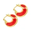 Pendientes de aro Diseñador para mujer Encantos Stud Chapado en oro Elegante Círculo redondo Joyería de lujo Mujer Calidad Amor Pendientes de corazón Regalo de Navidad indio Regalos femeninos