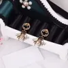 Moda podwójna g litera pszczoła Aretes Ladies Retro Diamond Earring z Box314V