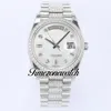 EWF DAYDATE 36MM 128349 A2836 Automatisk herrklocka diamanter fodral mop diamanter ringer diamant oystersteel armband Samma seriekort Super Edition TimezoneWatch C3