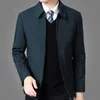 Brand Business Mens Jacket Casual Coats Turn down Collar Zipper Simple MiddleAged Elderly Men Dad clothes Office Outerwear men 220810