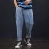 Übergroße 42 44 46 48 Herren Blau Grau Breite Bein Jeans 2021 Frühjahr Neue Mode Baggy Knöchel-Länge Hosen männer Hip Hop Denim Jeans G0104