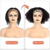 Afro Kinky Curly Wig Silk Bandeau de cheveux humains pour les femmes sans colle ma moitié brésilienne 220707