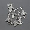 Alloy Filigree Heart Cross Clasp Lobster Clip On European Charm Beads Antique Silver C425 20.5x41.5mm 20pcs/lot