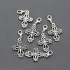 Alloy Filigree Heart Cross Clasp Hummer Clip On European Charm Pärlor Antik Silver C425 20.5x41.5mm 20pcs / lot