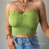 Women's Tanks & Camis Sexy Off Shoulder Strapless Backless Tube Bandage Cropped Tops Summer Fashion Women Clubwear Pleated Vests