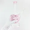 9inch Pink Heart Shape Glass Hookah Shisha Dab Rig Smoking Water Pipe Glass Bong