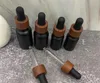 Black frosted glass dropper bottles essential oil perfumes bottle with wood grain plastic cap 5ml to 100ml SN4568
