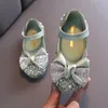 Kinderleren schoenen Bow Princess Girls Party Dance Baby Flats Kids Performance D785 220809