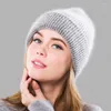 Beanie/Skull Caps Cappello lavorato a maglia con capelli d'angora Pullover di lana caldo alla moda Donna Inverno Davi22