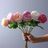5 -stcs kunstmatige roze pioen echte aanraakbloemen voor thuistafel decoratie bruiloft boeket woonkamer kantoor decor nep rozen 220527