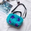 Evening Bags Xiuya Harajuku Crossbody Women 2022 Autumn Winter Japanese Kawaii Blue Purple Fur Handbag for Club Cosmetic Pouch Purse 220608