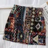 Heliar Boho Patchwork Partern Kjol A-Line National Kjolar Vår Mini Wide Leg Boho Vintage för Kvinnor 220401