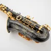 Schwarzgold 82Z Originalstruktur nach unten E-Stimmung Altsaxophon mit vergoldetem Muster professionelles Ton-Altsaxophoninstrument