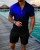 رجال المسارات الرجال 2pcs مجموعة القميص شورت أزياء بدلة عرضية الصيف est zipper t-shirt t-shirt tops man seleeve seleeve men m-7xlmen ''