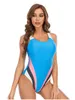 Dameszwemkleding Dames eendelig zwempak Sportzwempakken Slim fit Bedekkende buik Kleurafstemming Stalen band geen borstkussen Sexy rugloze hoogelastische bikini