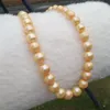 Kedjor 11-12mm naturliga riktiga runda South Sea Golden Pearl Necklace 18inchchains