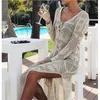 Beachwear Saida De Beach Long Swimwear Women Dress Cover Up Pareo Summer New Knitted Skirt Loose Female Solid Polyester 210319