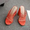 Sandali da donna alla moda Scarpe di grandi dimensioni Europa e Stati Uniti Cintura fine Roma Pantofole con tacco alto spesse Abito Fd895-005