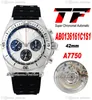 TF B01 ETA A7750 Otomatik Chronograph Erkek İzle Çelik Kılıf Gümüş Siyah Kadran Kauçuk Kayış AB0136251B2S1 Süper Sürüm Puretime 01A1