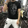 Men's T-Shirts Skull Drilling Short-Sleeved Men's Trendy Brand Trend Top Mercerized Cotton T-Shirt PLUS Size SummerMen's