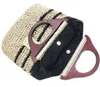 Vintage trähandtag halmkvinnor handväskor papper vävda stor tygväska handgjorda randiga sommarstrandsäckar avslappnad bali shoppare säck
