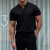 Camisetas masculinas 80% shorts masculinos com decote em V mistura de algodão respirável tops esportivos para o dia a dia