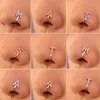 Letter Clip On Nose Ring Diamond Copper Non Piercing Body Jewelry Faux Nose Clips For Women and Girls