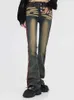 Red Fringe Micro-flare Low-waisted Jeans Women's Spring Summer Slim Straight American Retro Hot Girl Design Wide-leg Denim Pants T220728