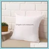 Pillow Case Bedding Supplies Home Textiles Garden New Pillowcase Pure Color Polyester White Er Cushion Decor Blank Christmas Gift 45 * 45C