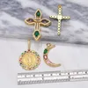 Pendant Necklaces Green Crystal Cross For Necklace CZ Gold Plated Moon Virgin Mary Supplies Jewelry Making Bulk Pdta801Pendant