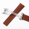 Echtlederarmband für TAG Heuer Herrenuhrenarmband mit Faltschließe 20 mm 22 mm Grau Schwarz Braunes Rindslederband 220518
