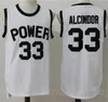 NCAA High School Basketball St Joseph Ct Power 33 Lewis Alcindor Jr Jerseys Men Equipe Black White Color Breathable para fãs de esportes Algodão puro de boa qualidade