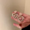 Koreaanse trendy roze hars bloem dangle oorbellen voor vrouwen meisjes elegante parel hart pendientes sieraden geschenken