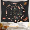 Moon Phase Tapestries Wall Hanging Botanical Celestial Floral Wall Tapestry Hippie Flower Wall Carpets Dorm Decor Starry