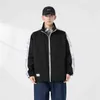 Tidig höst Lapeljacka Herrens fasta färg Löst andningsbar vindbrytare Jacka Sport Clean Fashion Contrast Zippered Jacket T220816