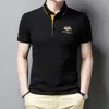 High end brand fashion embroidered cotton polo shirt men s short sleeved T shirt summer Lapel top Korean casual wear 220614