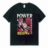 Herr t-shirts anime chainsaw man power t shirt tecknad estetiska par grafiska tryck tee toppar män kvinnor överdimensionerade korta ärm t-shirtmen '