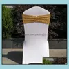 Sashes Chair Ers Home Textiles Garden Sequin Organza Band Wedding Tie Backs Props Bowknot Dhzql