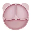 Childrens Dishes Baby Silicone Sucker Bowl Baby Bear Face Plate Tableware Set Smile Face Baby Tableware Set Retro Kids Plate 220715