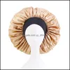 Beanie/Skl Caps Hats Hats Scarves Gloves Fashion Accessories 42Cm Large Satin Bonnet Beanie Women Lady Solid Color Night S Dhucg