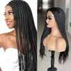 Cosplay flätning hår peruk 26 tum flätade peruker för svarta kvinnor ombre syntetiska barider långa låda 220622