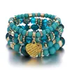 14 stili New Fashion Bohemian Ethnic Type Multi-layer 18CM Strands Bracciale Donna Crystal Peach Heart Beaded Ladies Jewelry Bracciali