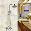 Bathroom Shower Sets Wall Mounted 8" Rain Set Faucet Chrome Dual Handle And Cold Taps With Handshower Kcy305Bathroom