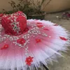 Scene Wear Red Flower Fairy Ballet Competition Tutu Cosutmes Girls Custom Made Professional Ballerina Pancake BT4002Stage
