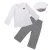 Kläder sätter baby småbarn pojkar flickor kock kock halloween cosplay kläder kök uniform t-shirt byxor hatt pografi Costumeclothing
