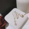 Fashion Women Designer Necklace Choker Chain Rose Gold Plated Stainless Steel Flower Letter Pendants Statement Jewelry X163