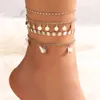 Tocona 4 шт./компл. модные ножные браслеты с кисточками и бабочками для женщин, подвески золотого цвета, металлическая цепочка для ног из сплава, богемные украшения