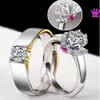 2022 Mode Cuivre Plaqué Argent Avec Zircon Taille Réglable Ensemble Couple Anneaux Forme De Coeur Pour Amant Hommes Femmes Bague De Fiançailles De Mariage Accessoire Cadeau De La Saint-Valentin