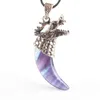 Pendant Necklaces 18 Kinds Material Dragon Tooth Shape Quartz Opal Aventurine Obsidian Fluorite For Men Jewelry 1PCS2067074