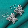 925 Sterling Silver Hollow Futterfly Dingle Earring for Women Wedding Engagement Party Fashion Charm Jewelry